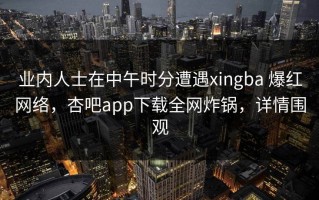 业内人士在中午时分遭遇xingba 爆红网络，杏吧app下载全网炸锅，详情围观