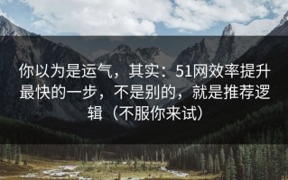 你以为是运气，其实：51网效率提升最快的一步，不是别的，就是推荐逻辑（不服你来试）