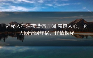 神秘人在深夜遭遇丑闻 震撼人心，秀人网全网炸锅，详情探秘