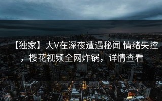【独家】大V在深夜遭遇秘闻 情绪失控，樱花视频全网炸锅，详情查看