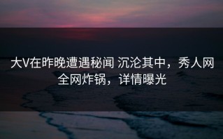 大V在昨晚遭遇秘闻 沉沦其中，秀人网全网炸锅，详情曝光