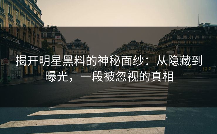 揭开明星黑料的神秘面纱：从隐藏到曝光，一段被忽视的真相-第1张图片-杏吧精彩直播社交平台