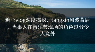 糖心vlog深度揭秘：tangxin风波背后，当事人在音乐节现场的角色过分令人意外