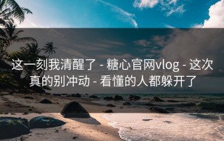 这一刻我清醒了 - 糖心官网vlog - 这次真的别冲动 - 看懂的人都躲开了