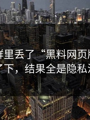 有人在群里丢了“黑料网页版”，我顺手查了下，结果全是隐私泄露套路