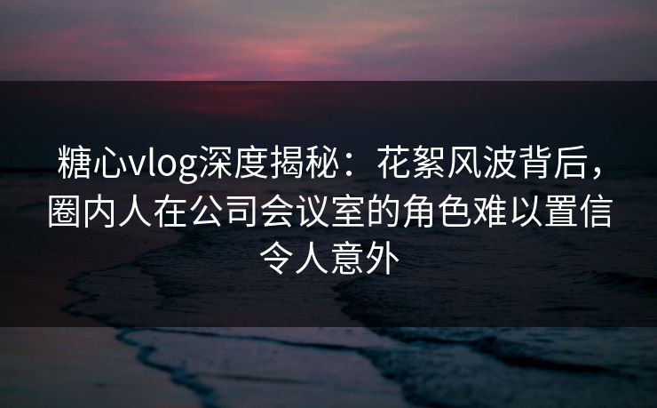 糖心vlog深度揭秘：花絮风波背后，圈内人在公司会议室的角色难以置信令人意外-第1张图片-杏吧精彩直播社交平台