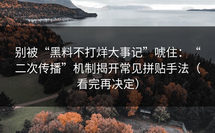 别被“黑料不打烊大事记”唬住：“二次传播”机制揭开常见拼贴手法（看完再决定）-第1张图片-杏吧精彩直播社交平台